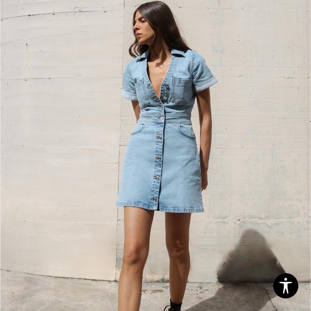ZARA Short Sleeve Mini Denim Dress Size Medium
